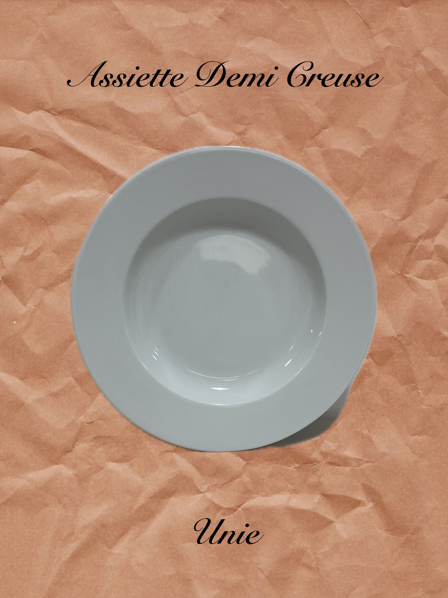 Assiette demi creuse Unie D23cm Assiette ½ Creuse UNIE/la 12e
